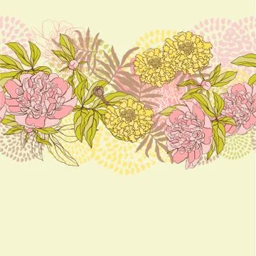 Vector seamless pattern with flowers. Stock Illustration