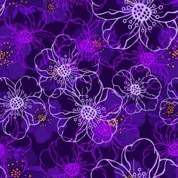 Vector seamless pattern with flowers. Stock Illustration