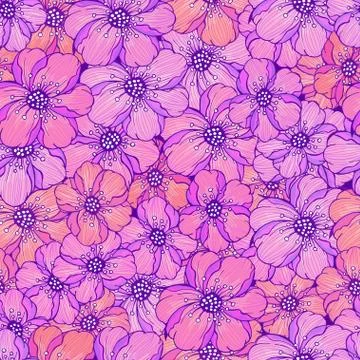 Vector seamless pattern with flowers. Stock Illustration
