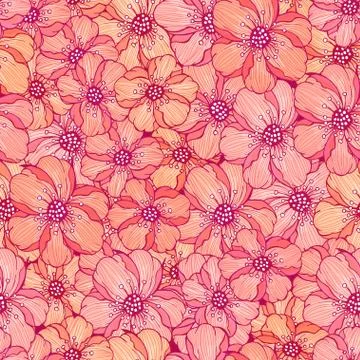 Vector seamless pattern with flowers. Stock Illustration