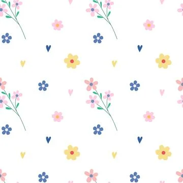 Vector seamless pattern with flowers Stock Illustration