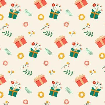 Vector Seamless pattern with flowers. Kids background. Childhood Endless Stock Illustration