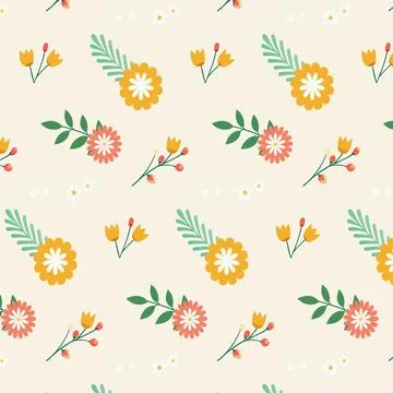 Vector Seamless pattern with flowers. Kids background. Childhood Endless Stock Illustration