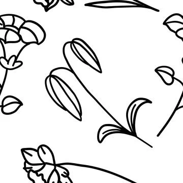 Vector seamless pattern with flowers in outline style Stock Illustration