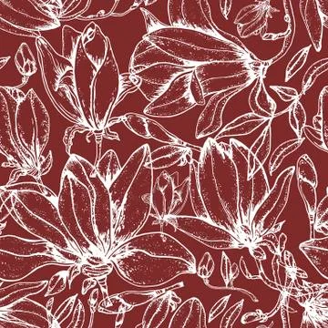 Vector seamless pattern with flowers. Vintage background with blooming roses Stock Illustration