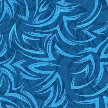 Vector seamless pattern of flowing lines and corners in blue and turquoise color Stock Illustration