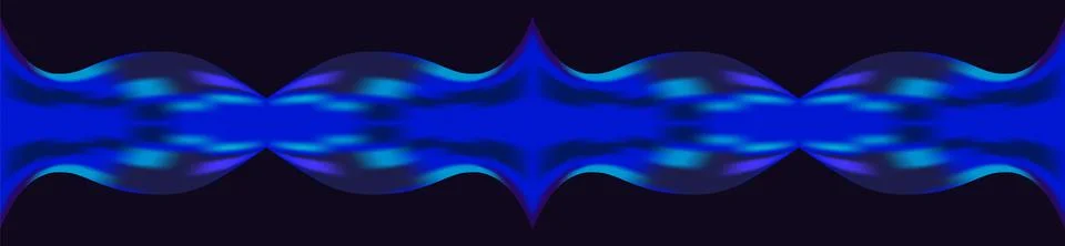 Vector seamless pattern of fluid luminous neon blue wave on bluish black back Illustrazione stock