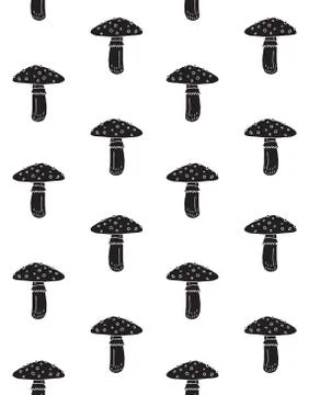 Vector seamless pattern of fly agaric mushroom Stock Illustration