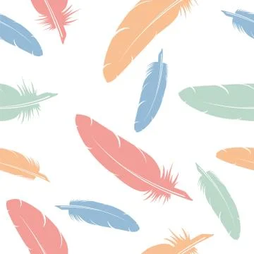 Vector seamless pattern of flying bird feathers Illustrazione stock