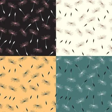 Vector seamless pattern with Flying of dandelion seeds. Stock-Illustration