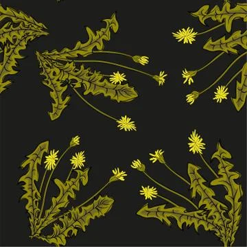 Vector seamless pattern. Flying of dandelion seeds. Stock Illustration