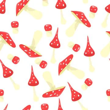 Vector seamless pattern with flying mushrooms. Illustrazione stock