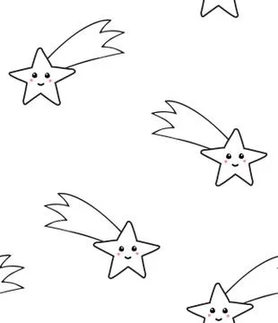 Vector seamless pattern of flying star with face Illustrazione stock
