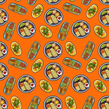 Vector seamless pattern food. seamless pattern of useful environmental food Stock Illustration