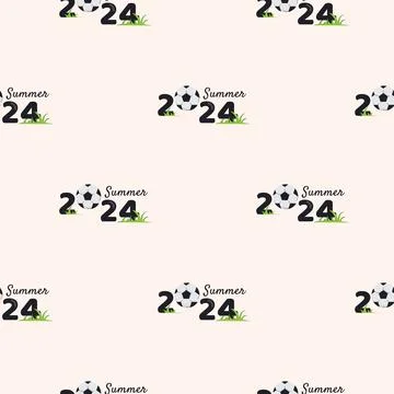 Vector seamless pattern with football. Summer 2024 Stock Illustration