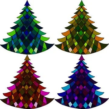 Vector seamless pattern of four Christmas trees イラスト素材