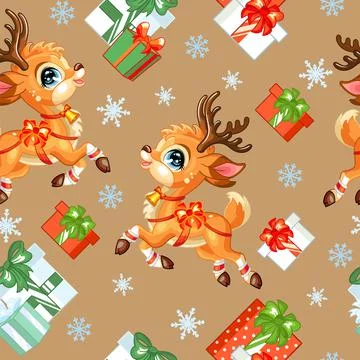 Vector seamless pattern with fox, deer and rabbit Illustrazione stock