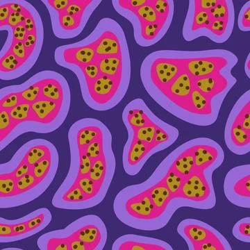 Vector seamless pattern with freehand drawn abstract shapes and circles. Stock Illustration