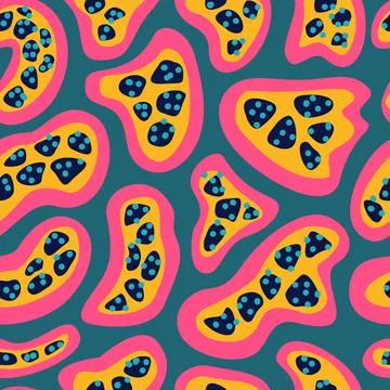 Vector seamless pattern with freehand drawn abstract shapes and circles. 스톡 일러스트