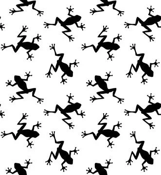 Vector seamless pattern of frog silhouette Stock Illustration