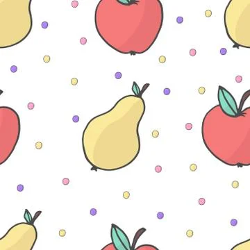 Vector seamless pattern of fruit - apple and pear Stock Illustration