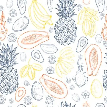 Vector  seamless pattern with fruits. Stock Illustration