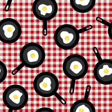 Vector seamless pattern with frying pans Stock Illustration
