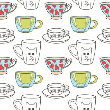 Vector seamless pattern on the fun cups Illustrazione stock
