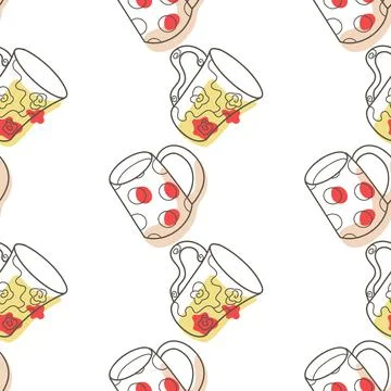Vector seamless pattern on the fun cups for tea and coffee Stock Illustration