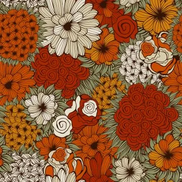 Vector seamless  pattern with funky flowers Illustrazione stock