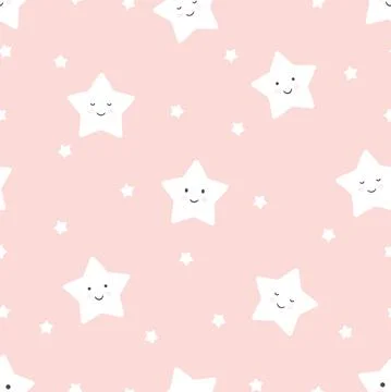 Vector seamless pattern of funny and cute little stars on a pastel pink color Illustrazione stock