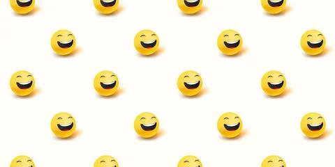 Vector seamless pattern with funny laughing emojis. 3d vector illustration Ilustración de archivo