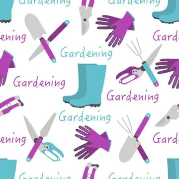 Vector seamless pattern Gardening tools Equipment 스톡 일러스트