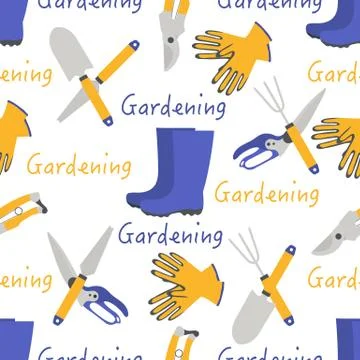Vector seamless pattern Gardening tools Equipment Illustrazione stock
