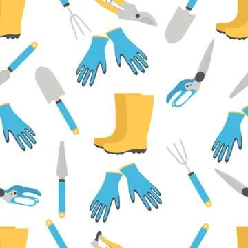 Vector seamless pattern Gardening tools Equipment Illustrazione stock