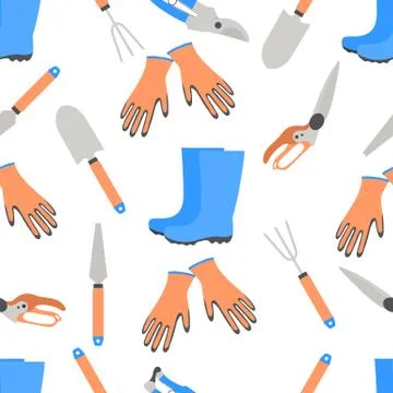 Vector seamless pattern Gardening tools Equipment 스톡 일러스트
