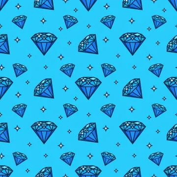 Vector seamless pattern with gem and diamond icons. Texture and design element Stock Illustration