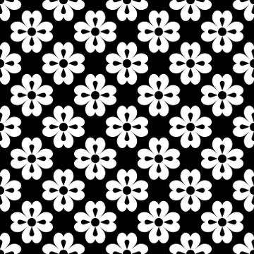 Vector seamless pattern. Geometric abstract flower, leaves. Floral elements o 스톡 일러스트
