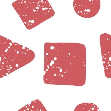 Vector seamless pattern with geometric abstract shapes, ink, blot texture. Pa Stock Illustration