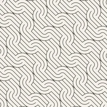 Vector seamless pattern. Geometric rounded stripes ornament. Simple slanted wavy Illustrazione stock