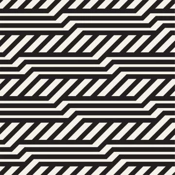 Vector seamless pattern. Geometric striped zigzag ornament. Simple slanted lines Stock Illustration
