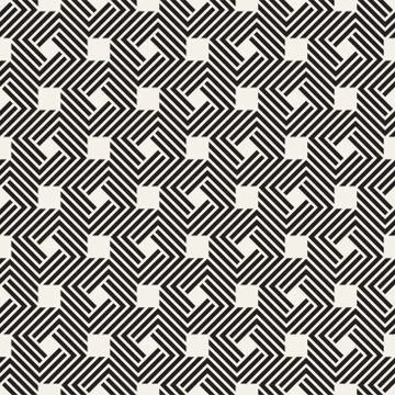 Vector seamless pattern. Geometric striped ornament. Linear weave lattice bac Stock Illustration