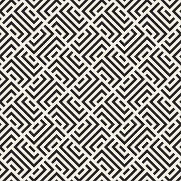 Vector seamless pattern. Geometric striped ornament. Linear weave lattice bac Illustrazione stock