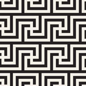 Vector seamless pattern. Geometric striped ornament. Monochrome spiral lines  Stock Illustration