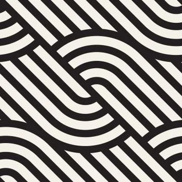 Vector seamless pattern. Geometric striped ornament. Rounded lines stylish Illustrazione stock