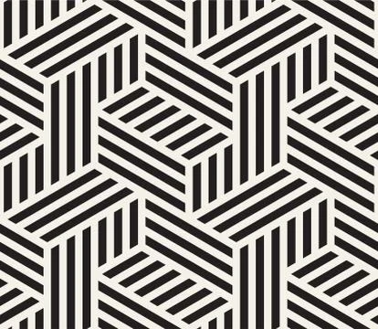 Vector seamless pattern. Geometric striped ornament. Linear weave lattice bac Stock Illustration