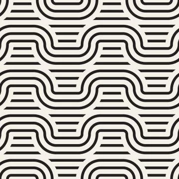 Vector seamless pattern. Geometric striped ornament. Rounded lines stylish ba Stockillustratie