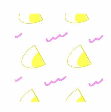 Vector seamless pattern geometrical figures. Yellow semicircles and lilac lin Stock Illustration