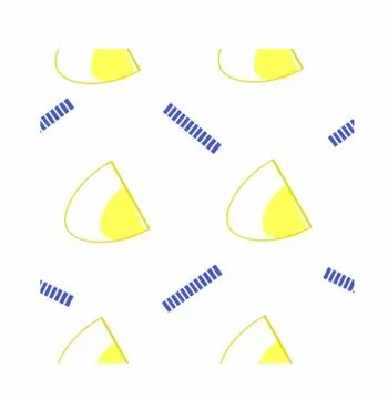 Vector seamless pattern geometrical. Yellow semicircles and blue striped line Stock Illustration