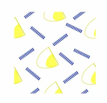 Vector seamless pattern geometrical. Yellow semicircles and blue striped line Stock Illustration